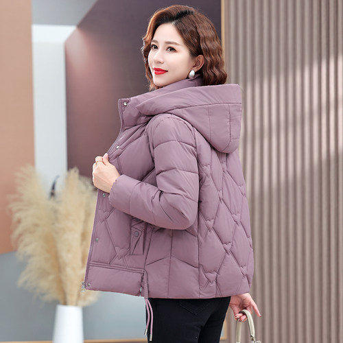 妈妈冬季羽绒棉服短款洋气大码