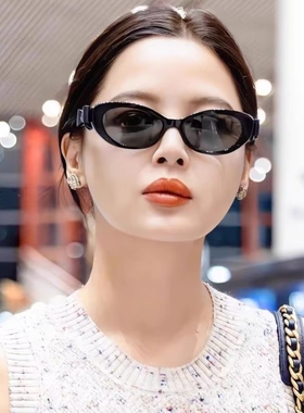 辛芷蕾同款黑色蝴蝶结猫眼墨镜女
