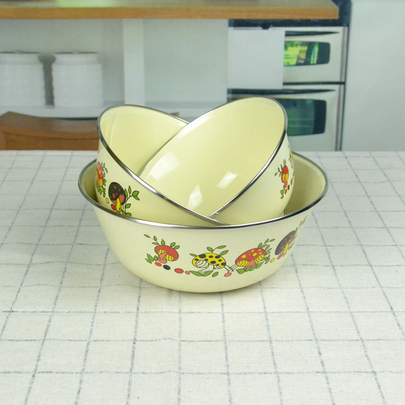 包邮搪瓷带盖加厚密封耐用保鲜碗