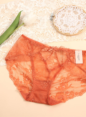 100元4条梧桐闺蜜夏舒适蕾丝黑色性感女士中腰平角内裤女GM22705