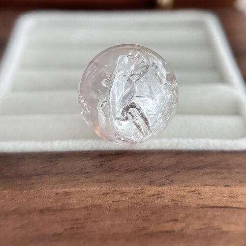 天然水晶异象·净体紫水共生白橙双色骸骨带负晶活水胆（16.7mm)