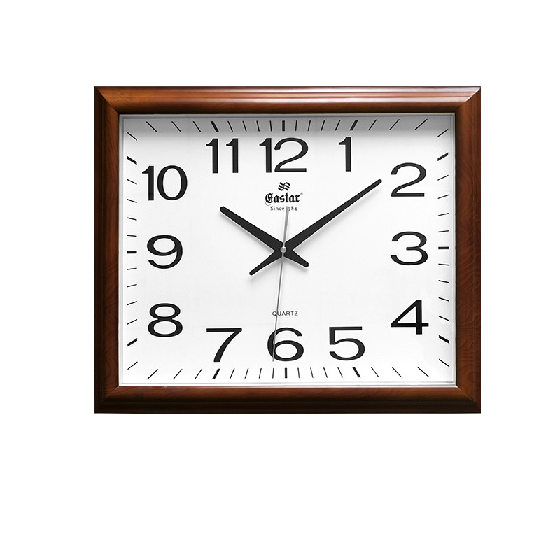 东方星长方形简约现代挂钟创意时尚挂表客厅静音考场大号石英钟