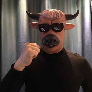 牛年面具动物男头套牛头马面牛魔王搞笑逗恶搞万圣节全脸表演道具