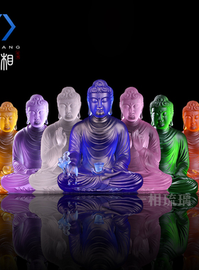 古法琉璃药师七如来像寺院工艺品