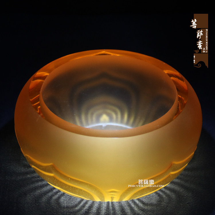 琉璃五叶莲花钵盂饭碗法器药钵僧人饭碗佛音钵碗