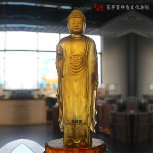 琉璃接引阿弥陀像摆件 琉璃阿弥陀佛 琉璃西方三圣如来摆件