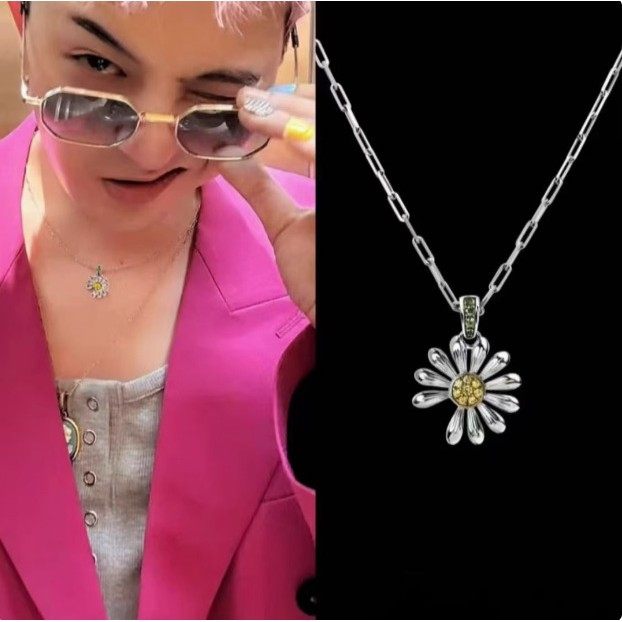 GD权志龙同款小雏菊镶钻项链轻奢小众精致气质百搭高级感锁骨链