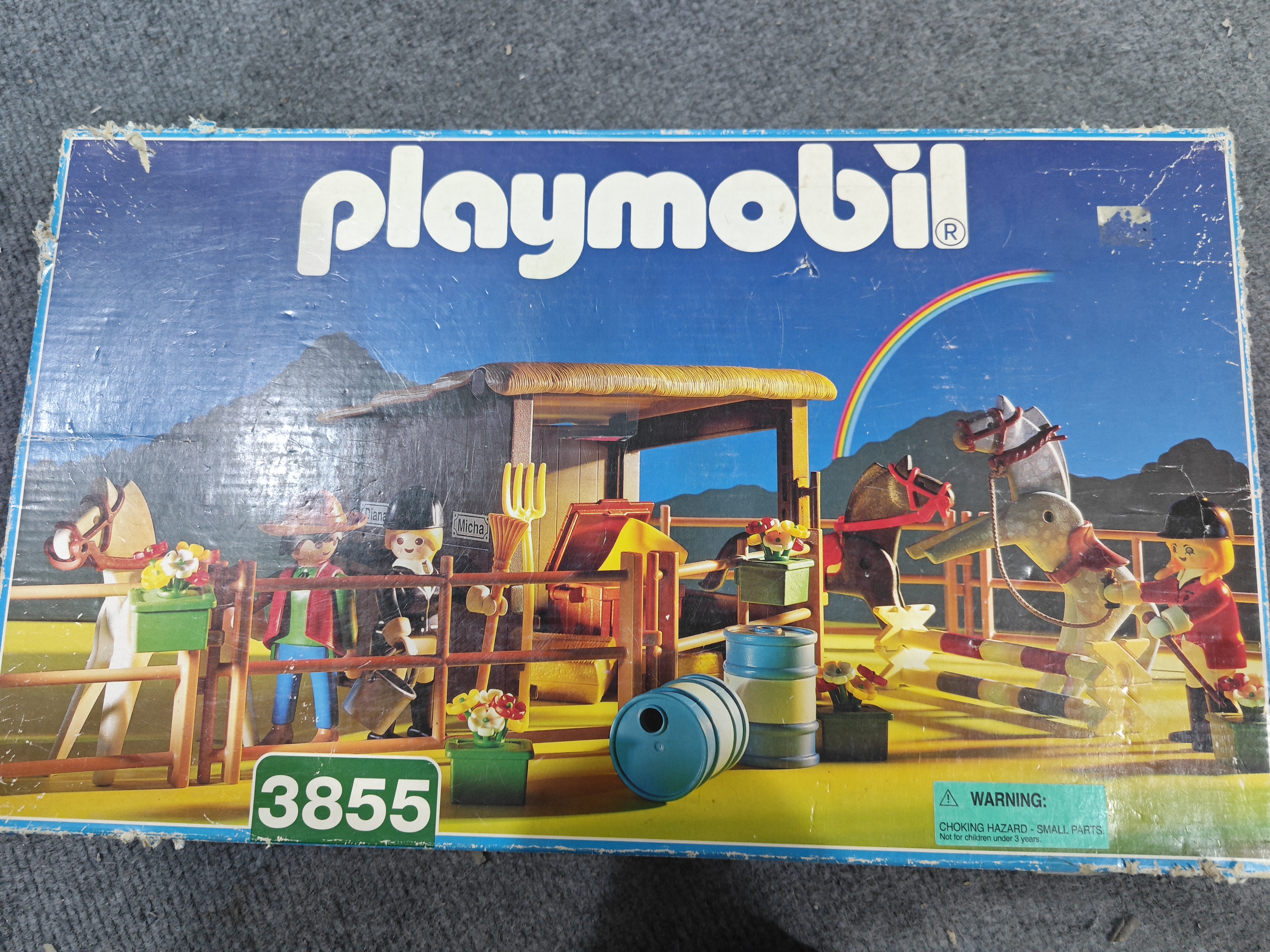 现货 摩比世界 PlayMobil 绝版 老摩3855 马场 场景 儿童玩具积木