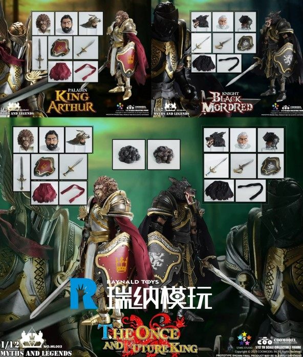 【预售】coomodel 1/12 神话传说亚瑟王 圣骑士 黑骑士 可动人偶