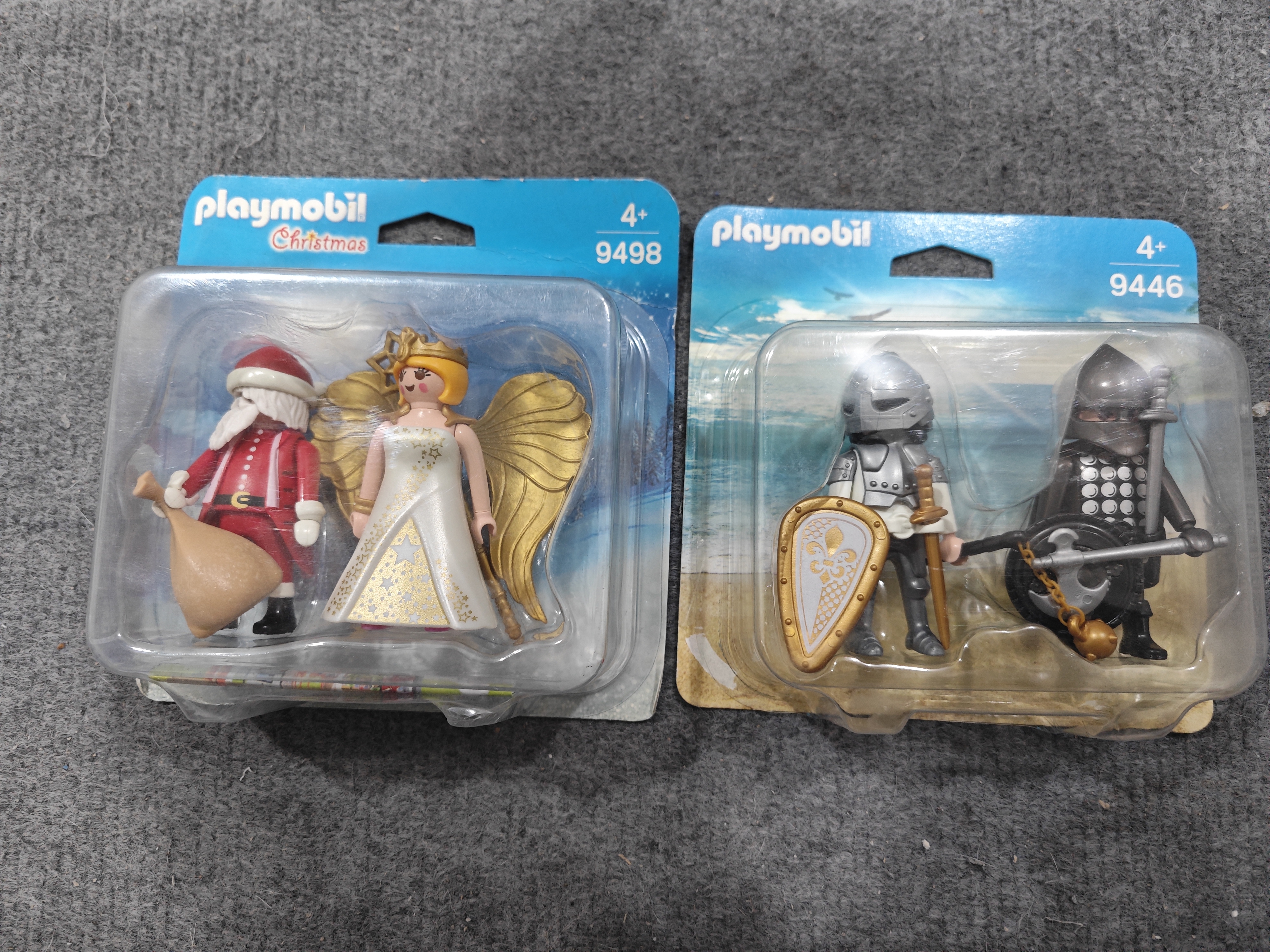 现货 摩比世界 9498圣诞老人和天使 9446银骑士黑骑士双人套 人偶