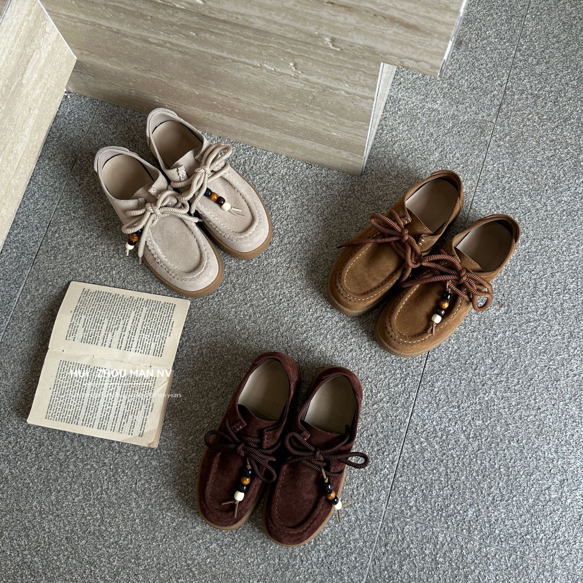 真皮复古厚底德训鞋女2025秋季新款百搭一脚蹬软底袋鼠鞋增高单鞋