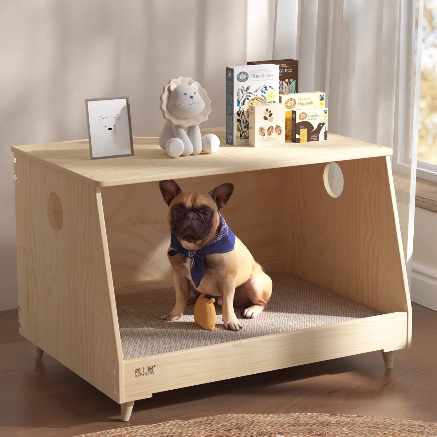 狗窝实木狗狗房子小型犬狗屋豪华别墅木质床边宠物床四季离地防潮