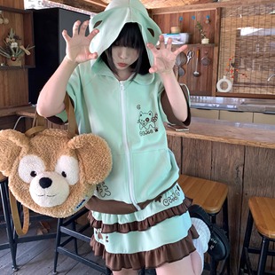 扣扣商店cokoStore 原创薄荷巧克力猫耳套装亚萌感短袖外套可爱