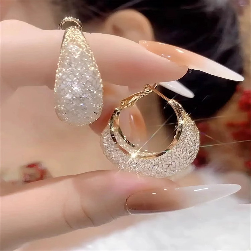 奥特莱斯折扣店撤柜清仓捡漏18K金轻奢水晶水滴耳环outlets女配饰