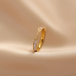 奥特莱斯专柜清仓撤柜捡漏18K金贝母轻奢镶钻戒指outlets女配饰