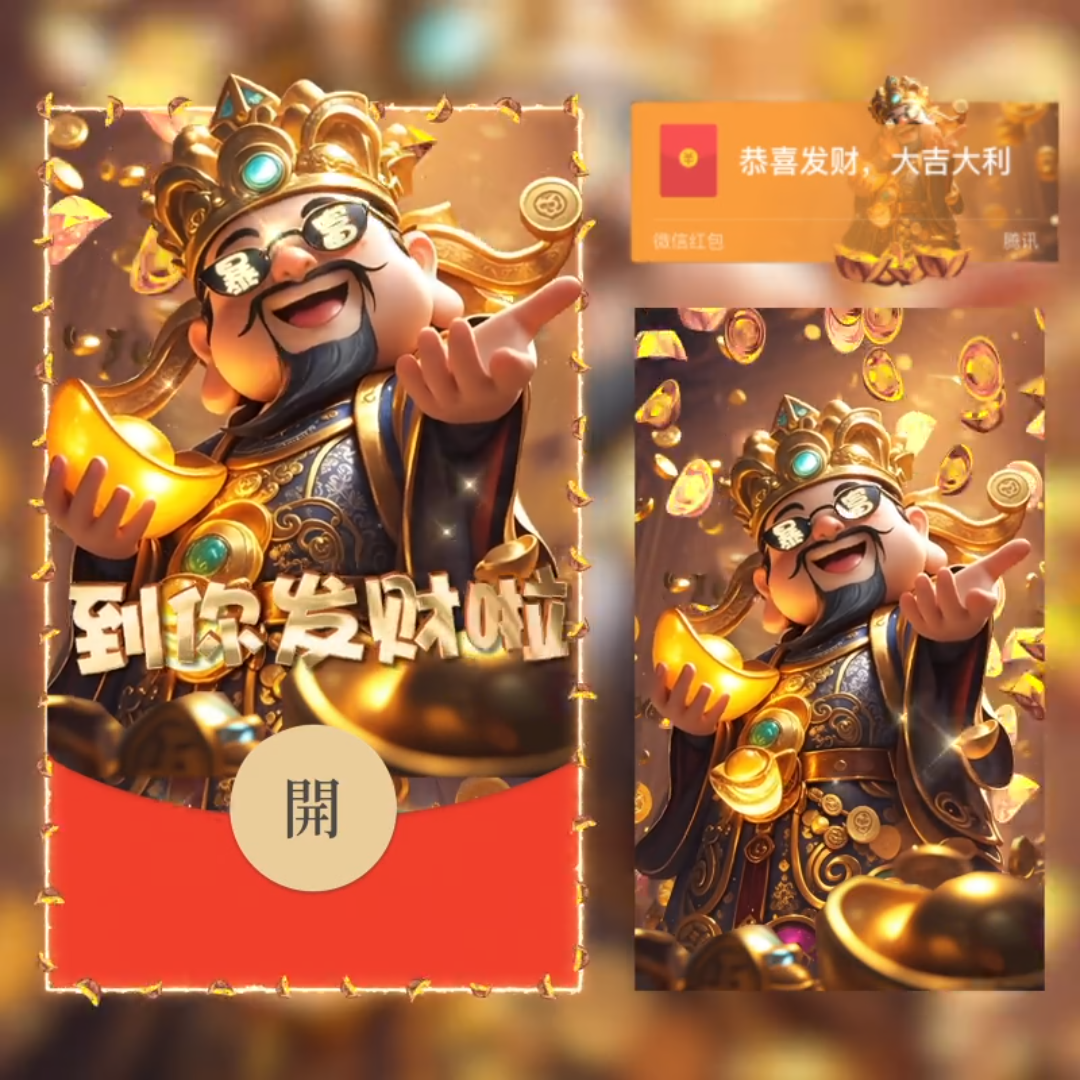 2025新款财神爷发财微信红包封面祝福序列号表白VX动态皮肤领取码