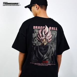 暴龙工作室日系ins动漫七龙珠联名黑悟空短袖 宽松黑白 T恤男女夏季