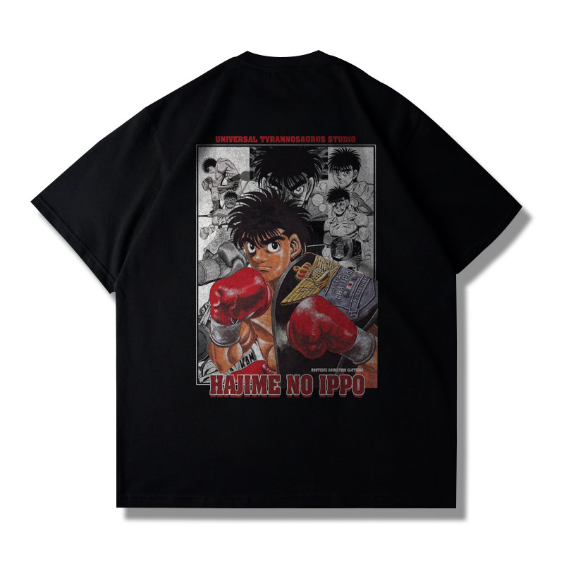 thumbnail for Japanese Anime Merchandise First Punch Hajime No Ippo Heavyweight Pure Cotton Short-Sleeve T-Shirt for Men and Women, Loose Fit ins