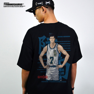 暴龙工作室灌篮高手陵南仙道彰短袖T恤男女重磅纯棉夏季宽松落肩