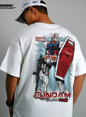 暴龙工作室日系动漫元祖高达GUNDAM联名白色短袖T恤插画印花包邮