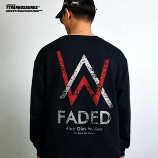 欧美潮牌摇滚电音乐艾兰沃克Faded长袖圆领套头卫衣宽松男女落肩