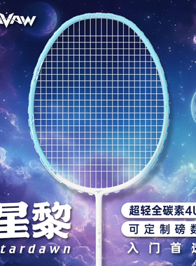 WAVAW星黎正品羽毛球拍全碳素纤维超轻4U专业级训练单拍通用套装