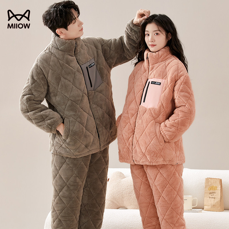 猫人情侣睡衣冬贵妃绒夹棉加绒加厚女士冬款可外穿保暖蓄热家居服,女士内衣/男士内衣/家居服,睡衣/家居服套装,淘宝优惠券,粉丝福利购,淘宝优惠卷