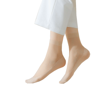 猫人丝袜女短款棉底防滑薄款防勾丝透明短筒耐磨无痕隐形水晶短袜