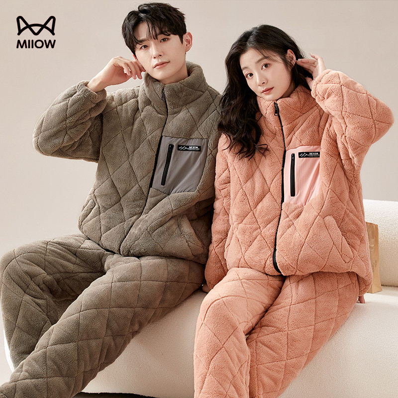 猫人贵妃绒情侣睡衣冬季加绒加厚家居服可外穿家居服,女士内衣/男士内衣/家居服,睡衣/家居服套装,淘宝优惠券,粉丝福利购,淘宝优惠卷