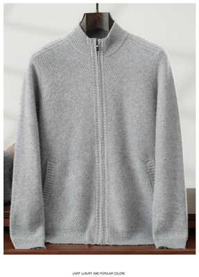 两瓣儿2025新款百搭山羊毛高端轻奢商务休闲男士针织开衫