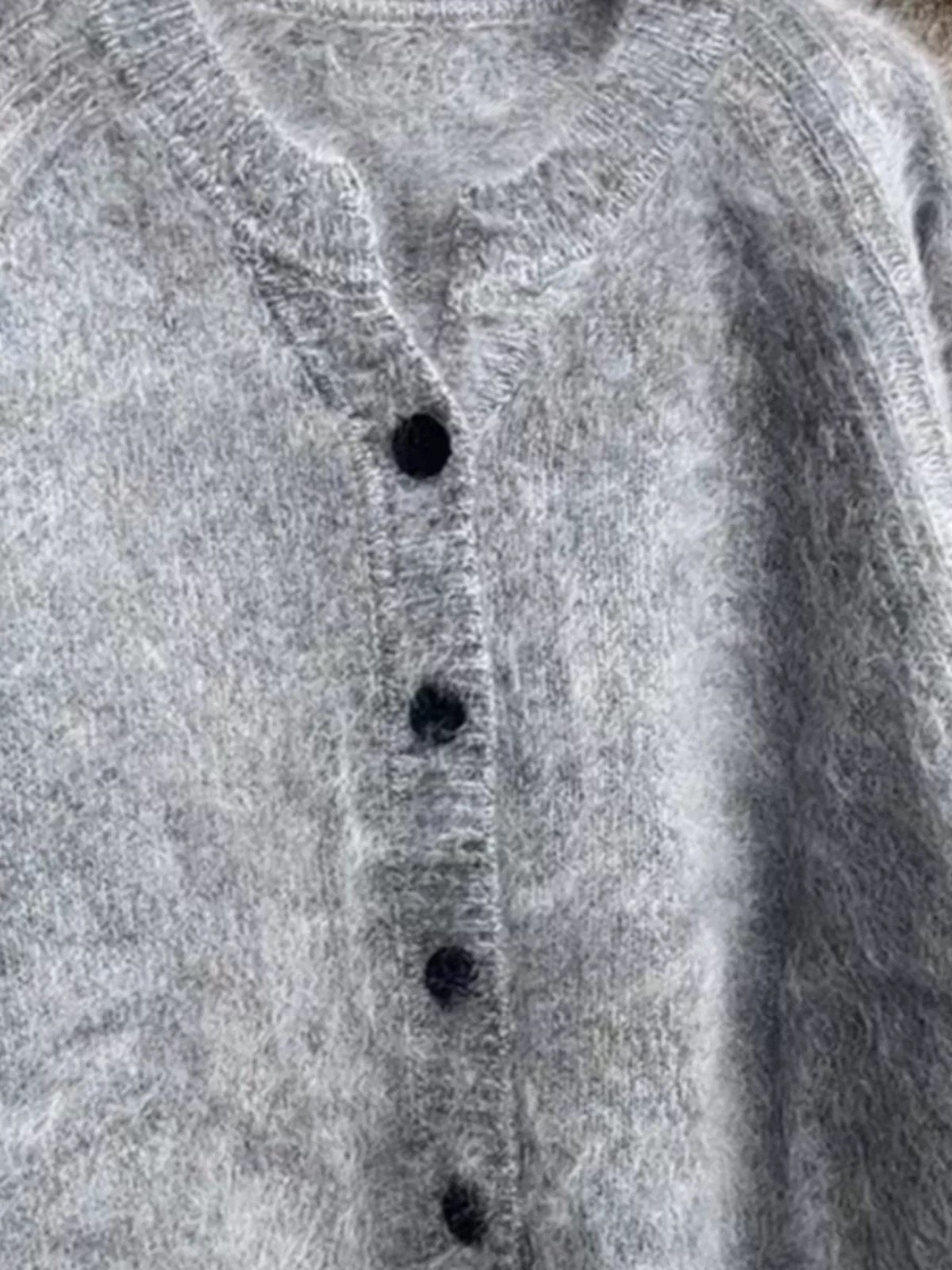 皇室拉绒羊绒衫之禾同款加厚V领纯山羊绒拉绒花纱开衫女毛衣外套