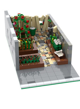 社区花园后院植物小院子庭院植被街景建筑MOC-63861拼装积木玩具