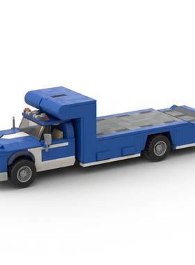 平板拖车牵引车运输车适配8格跑车模型MOC-149198拼装积木玩具