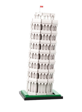 【高零砖件】意大利比萨斜塔钟楼建筑模型MOC-141248拼装积木玩具