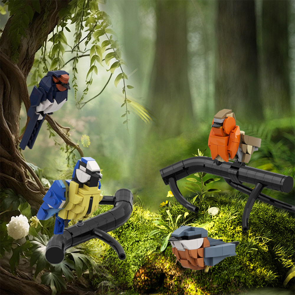 积木鸟类麻雀燕子山雀昆虫动物