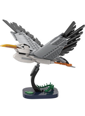 【高砖零件】飞翔的苍鹭灰鹭水鸟野生动物MOC-212038拼装积木玩具