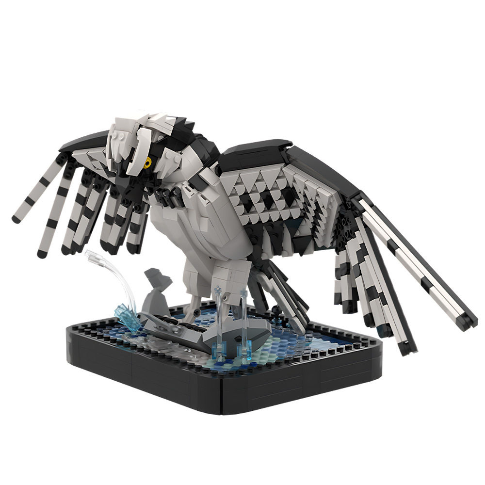 鹗鱼鹰鱼雕猛禽鸟类动物模型积木