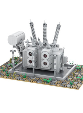 高压变电站高压变压器电力系统场景模型MOC-66271拼装积木玩具