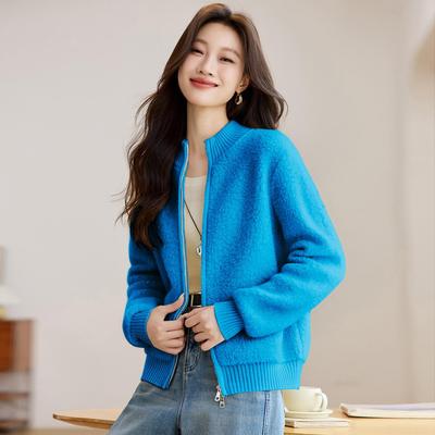 颗粒绒外套2025新款今年流行爆款秋季女装上衣厚款纯羊毛针织开衫