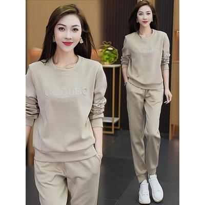 时尚卫衣运动服套装女2025春秋新款宽松休闲时髦显瘦束脚裤两件套