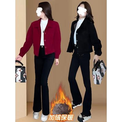 加绒加厚时尚夹克外套女2025冬季新款休闲洋气时髦小个子短款上衣