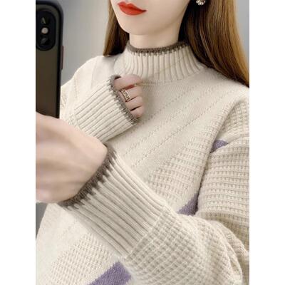 半高领毛衣女打底衫2025新款秋冬宽松外穿针织衫短款内搭针织上衣