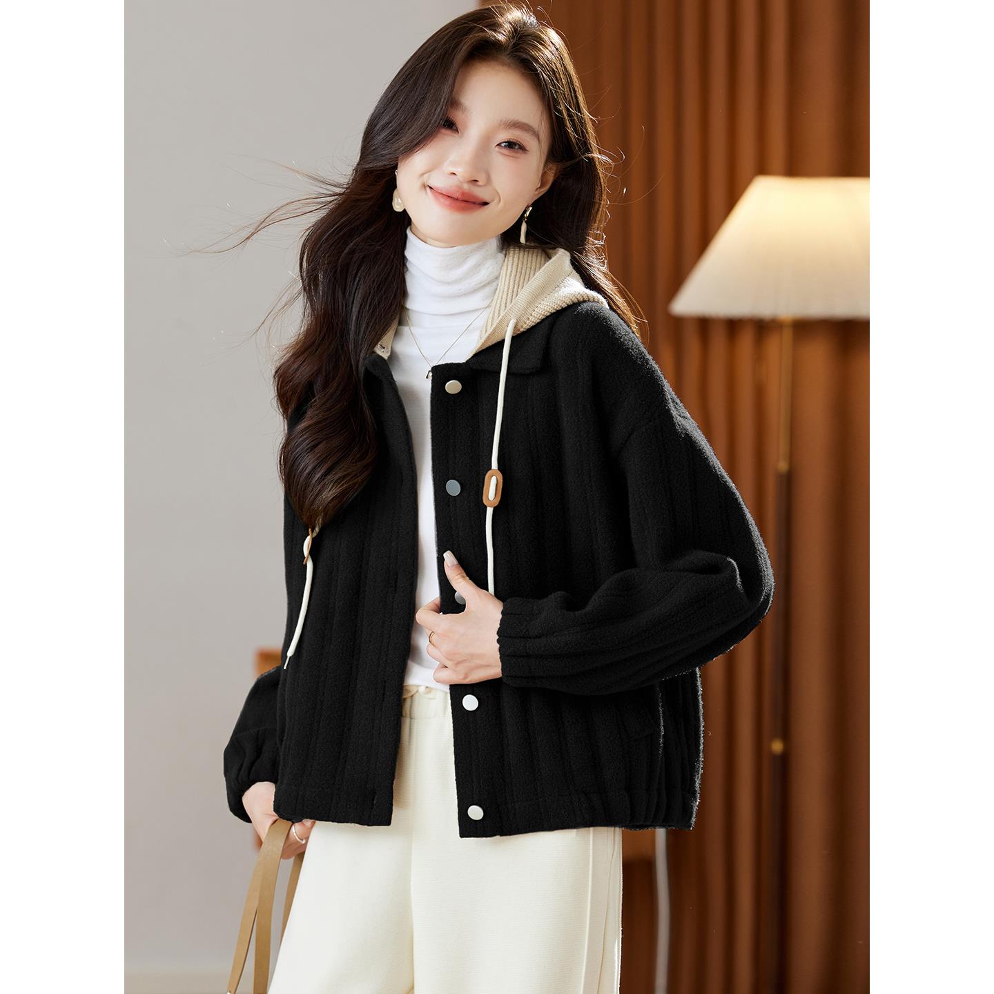 连帽外套女款秋季2025新款今年流行爆款洋气外搭百搭通勤开衫上衣