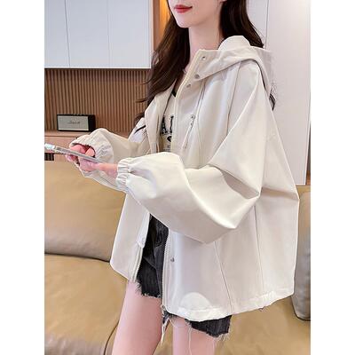 青少年时尚连帽短款风衣外套女2025春秋新款百搭小个子休闲上衣潮