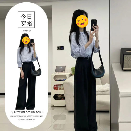 胖东来单件/2025夏日通勤风微胖mm穿搭韩系气质圆领衬衫上衣高腰