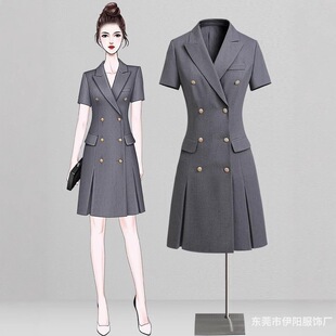 胖东来职业西装连衣裙女高级感2025新款夏季气质时尚西装裙OL通勤