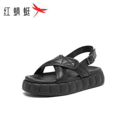 红蜻蜓凉鞋女正品罗马风平底女鞋度假风轻便露趾鞋女鞋断码清仓