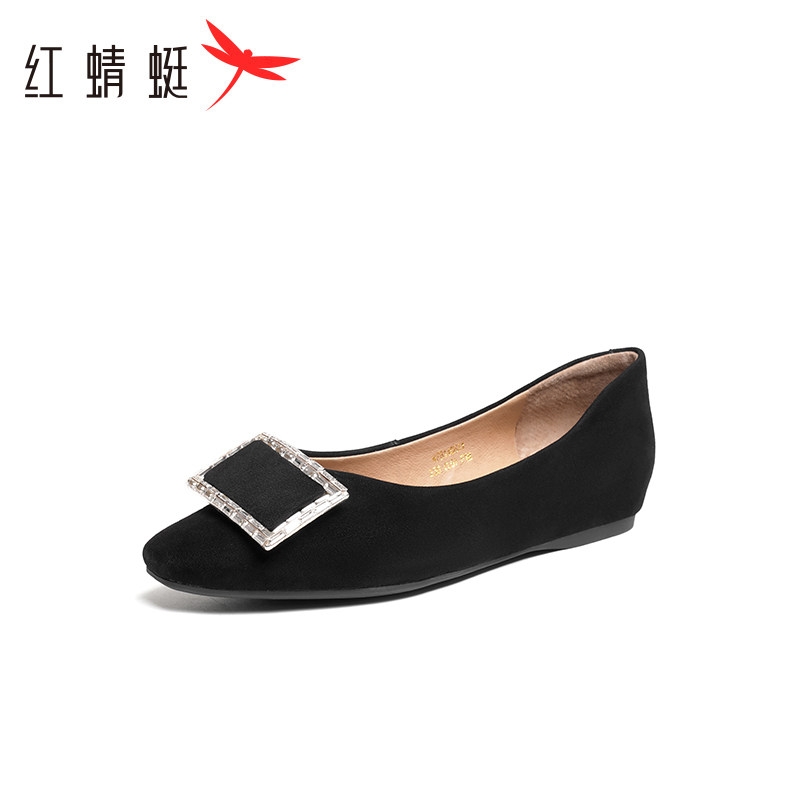 红蜻蜓女鞋春秋新款妈妈鞋防滑真皮软底舒适皮鞋平底单鞋断码清仓