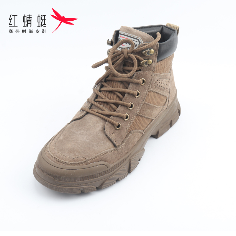 红蜻蜓男士棉皮鞋冬季加绒保暖中年真皮软底高帮爸爸棉鞋断码清仓