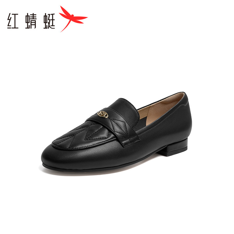 红蜻蜓女鞋秋季浅口单鞋法式通勤玛丽珍鞋女士皮鞋低跟鞋断码清仓
